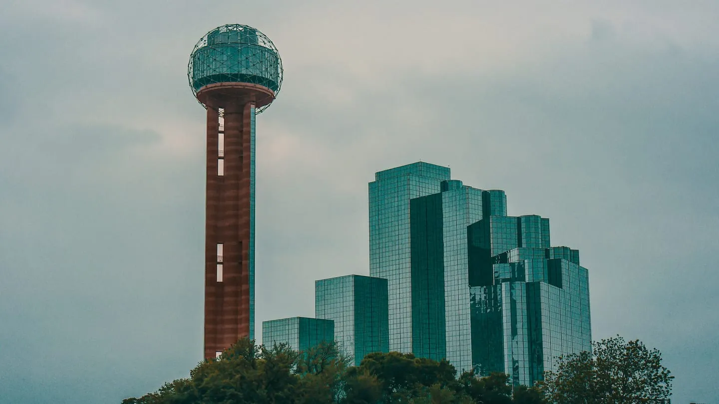 Reunion Tower and the Margaret Hunt Hill Bridge