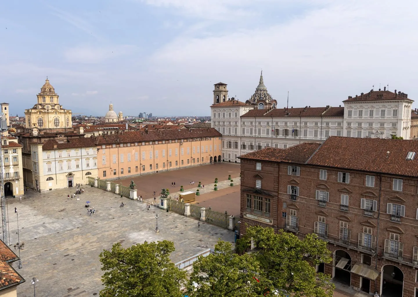 Piazza Castello and Via Roma portico walk